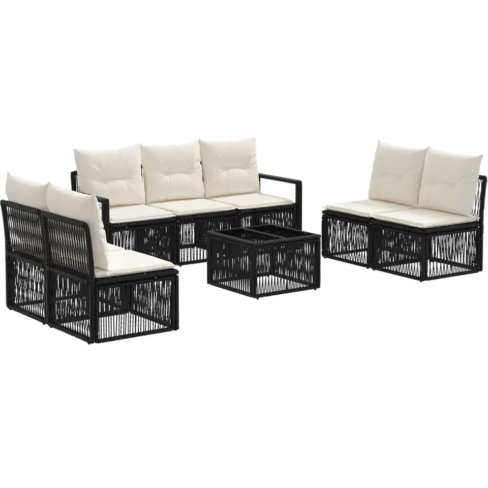 vidaXL Tuinbankenset 8 st Zwart poly rattan, foto 3