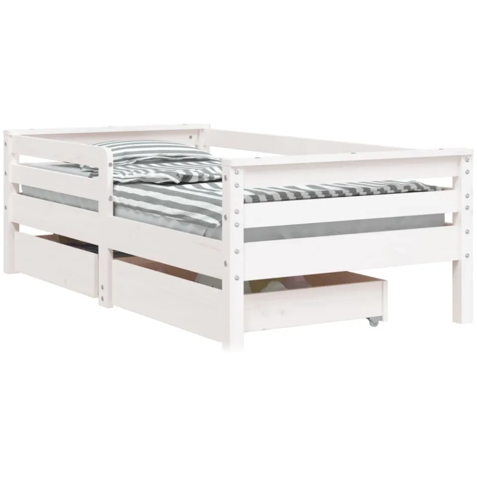 vidaXL Kinderbedframe met lades 70x140 cm massief grenenhout wit, foto 3