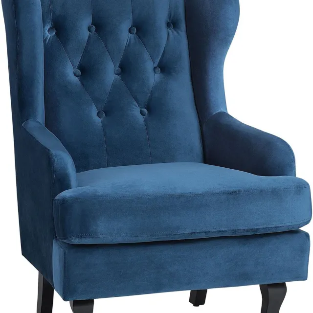 Beliani ALTA - Chesterfield fauteuil - Donkerblauw - Fluweel