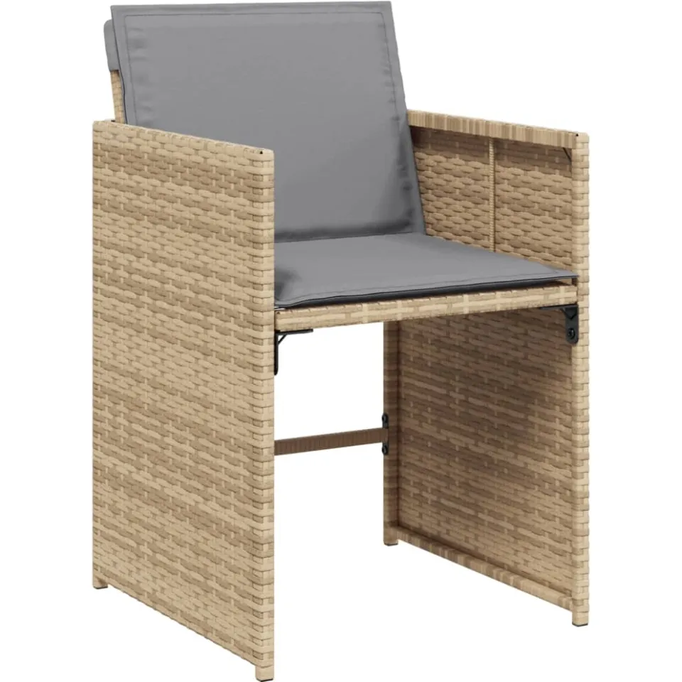 vidaXL 13-delige Tuinset met kussens poly rattan gemengd beige