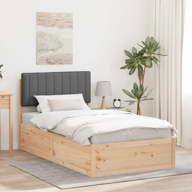 vidaXL Bedframe met Gevoerd Hoofdgedeelte Donkergrijs 100 x 200 cm