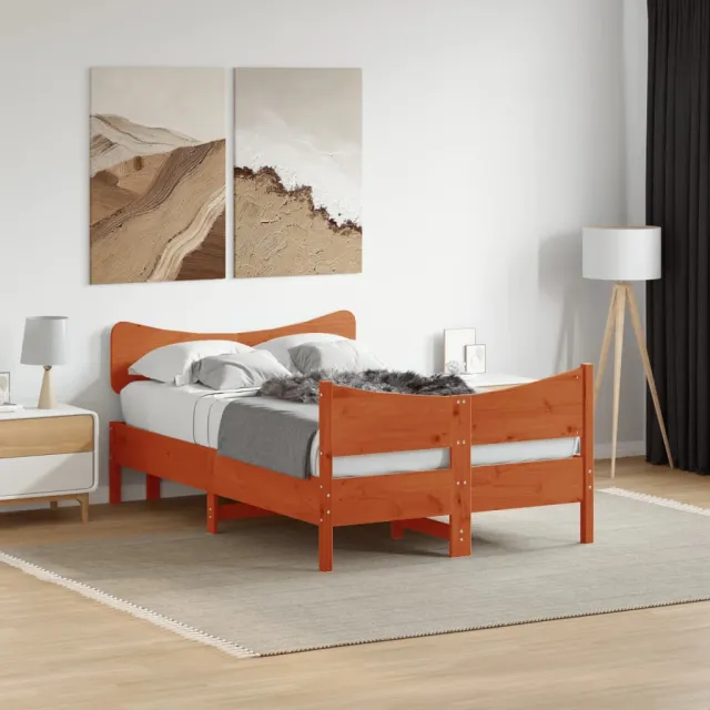 vidaXL Bedframe zonder matras massief grenenhout wasbruin 120x200 cm bruin