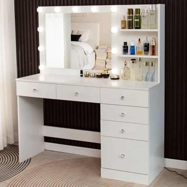 Milton & Oldbrook Kaptafel met LED-verlichting Vlore Wit