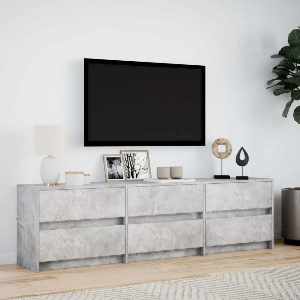 vidaXL Tv-meubel met LED 180x34x50 cm bewerkt hout betongrijs grijs, foto 3