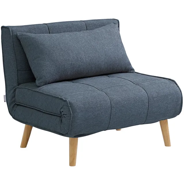 Vente-unique slaapfauteuil 90 cm in blauwe stof CHILA