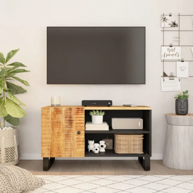 vidaXL Tv-meubel 80x33x46 cm massief mangohout en bewerkt hout bruin, foto 2
