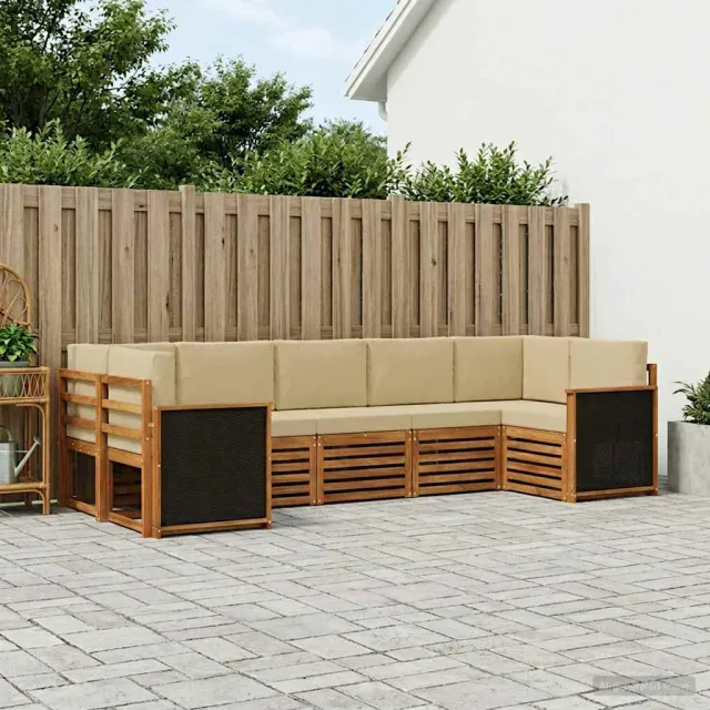 vidaXL Buiten bankenset 7 st 7-zits Natuurlijk en Beige