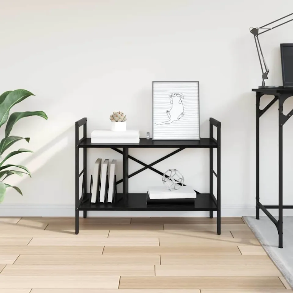 vidaXL Boekenkast 3-laags 75 x 30 x 58,5 cm Bewerkt hout Zwart Eiken, foto 4