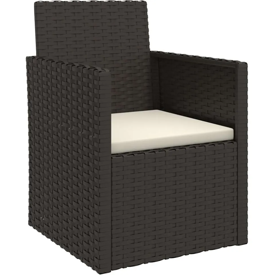 vidaXL 4-delige Loungeset met kussens poly rattan zwart