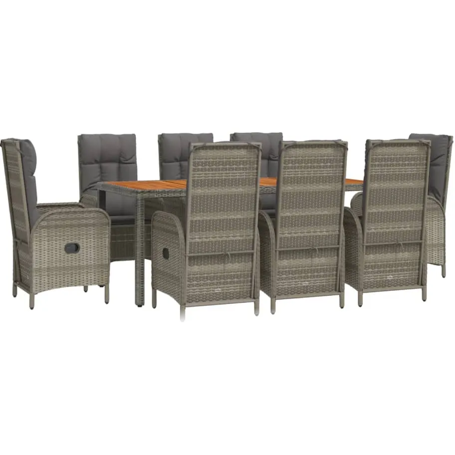 vidaXL 9-delige Tuinset met kussens poly rattan grijs, foto 3