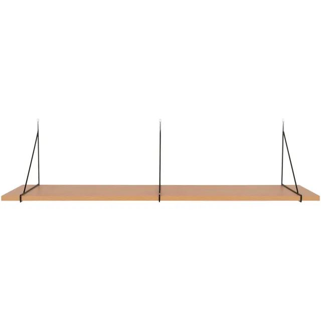 QUVIO Wandplank - Natuurlijke uitstraling - Zwart stalen frame - 120x29 cm Lichtbruin