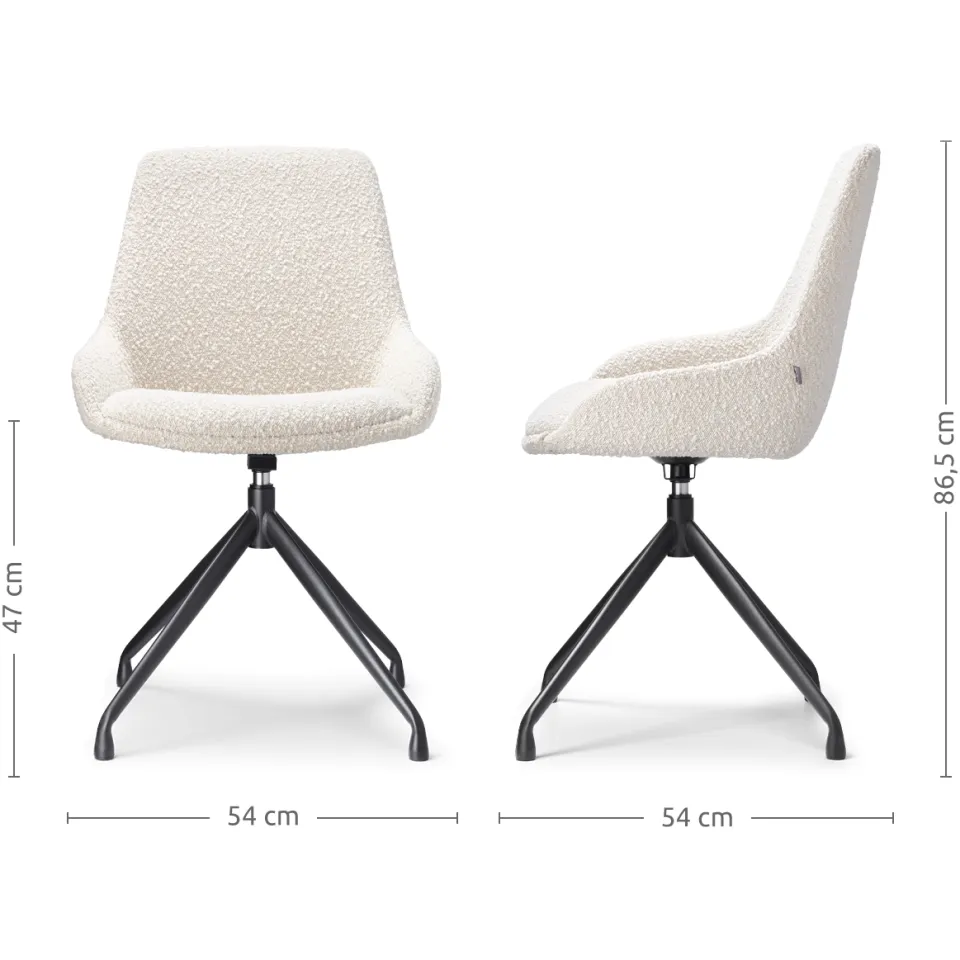 Nolon Nola-Isa draaibare eetkamerstoel bouclé beige - zwart onderstel, foto 3