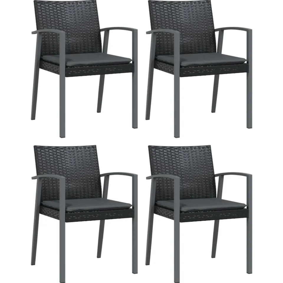 vidaXL 5-delige Tuinset met kussens poly rattan en staal Zwart