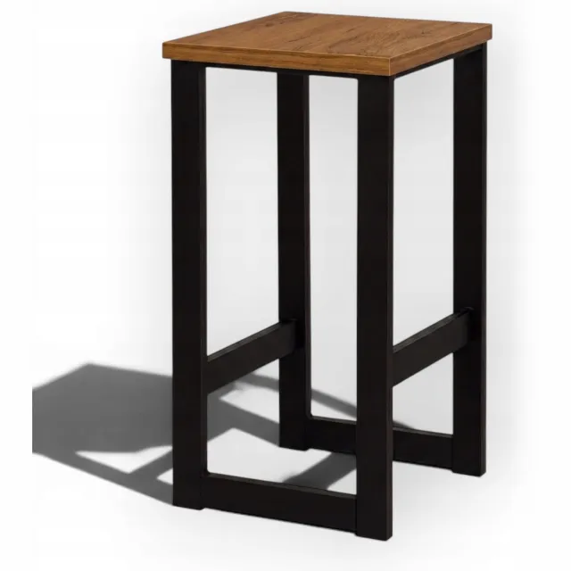 Taborecik Moderne Hoker H64 - Metaal, Eco-leer, Velours, Laminaat Black