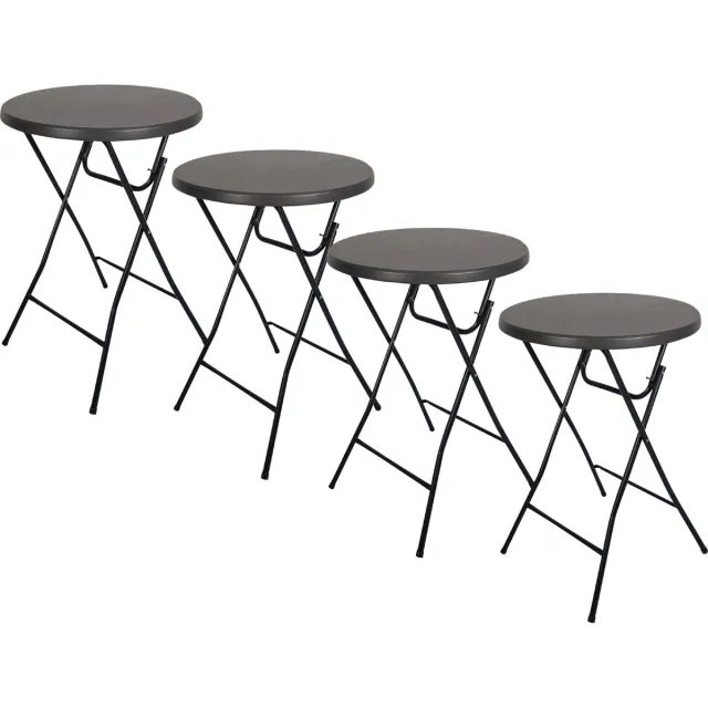 Brasq Statafel Zwart – Ø80 x 110 cm – Set van 4 – Staantafel – Partytafel – Bartafel – Voor Binnen en Buiten – Vouwtafel – Inklapbaar – Kunststof en Metaal