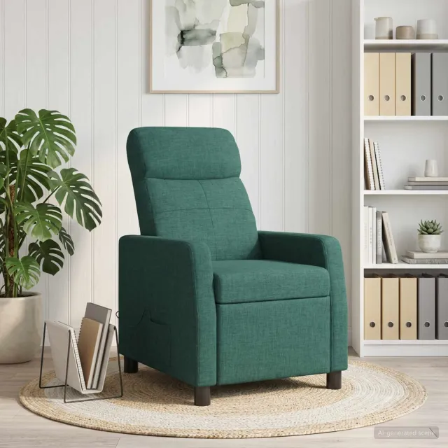 vidaXL Massage Recliner Donkergroen Stof