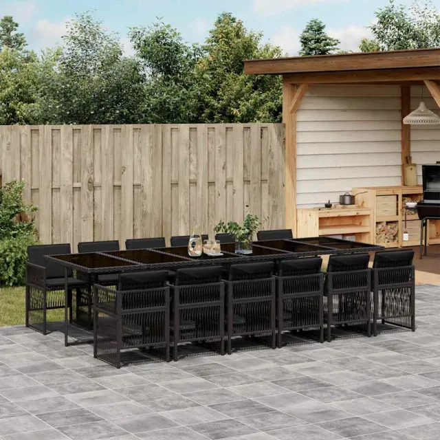 vidaXL 13-delige Tuinset met kussens poly rattan zwart, foto 2