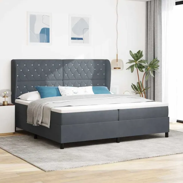 vidaXL Boxspringbed met matras Donkergrijs 200 x 200 cm Fluweel