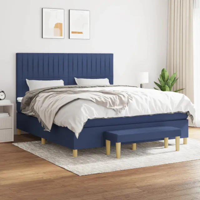vidaXL Boxspring met matras stof blauw 160x200 cm