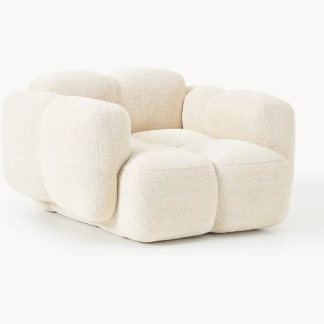 Westwing Collection Loungefauteuil Tayla van teddy bouclé Beige