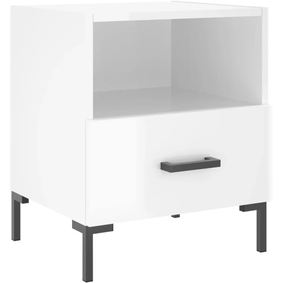 vidaXL Nachtkastjes 2 st 40x35x47,5 cm bewerkt hout hoogglans wit, foto 4