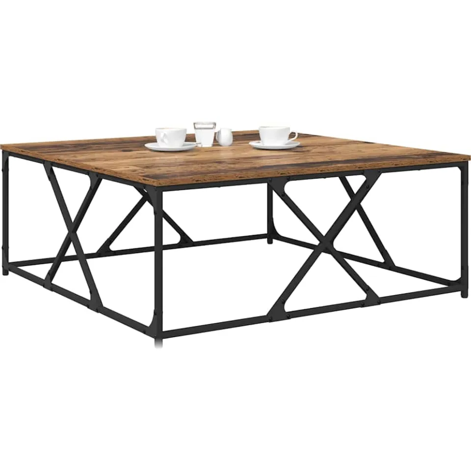vidaXL Salontafel Oud Hout 100 x 100 x 40 cm Bewerkt hout Bruin