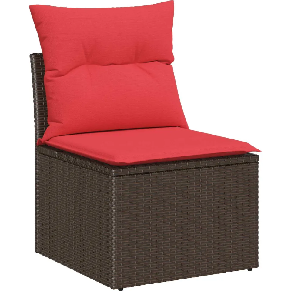 vidaXL Tuin Sofa Set 7 st Bruin en Rood poly rattan, foto 4