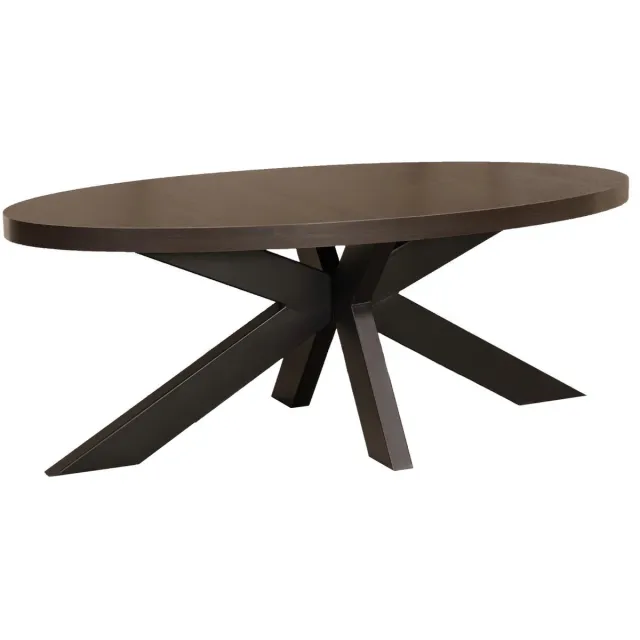 Lizzely Garden & Living Salontafel ovaal donker walnoot melamine 120cm Denzel ovale salontafel Eiken zwart