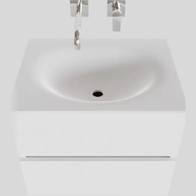 Boss & Wessing Badkamermeubel Solid Surface BWS Stockholm 60x46 cm Mat Wit (zonder kraangat)