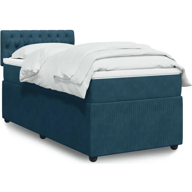 vidaXL Boxspring met matras fluweel blauw 90x190 cm
