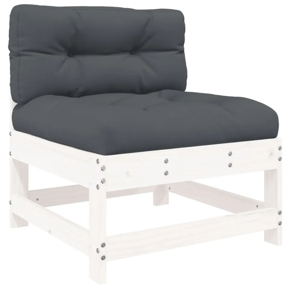 vidaXL 10-delige Loungeset met kussens massief hout wit, foto 3