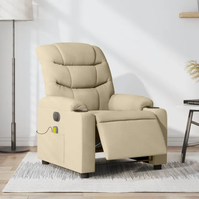 vidaXL Massagestoel elektrisch verstelbaar stof crèmekleurig