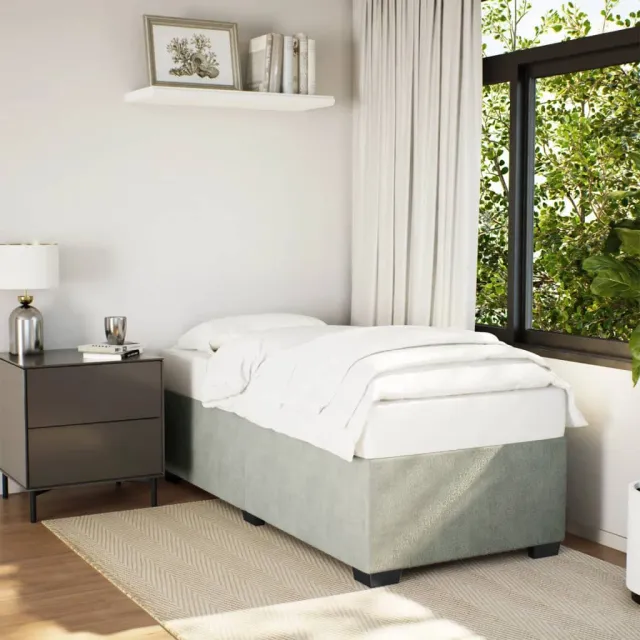 vidaXL Bedframe zonder matras 100x200 cm fluweel lichtgrijs grijs