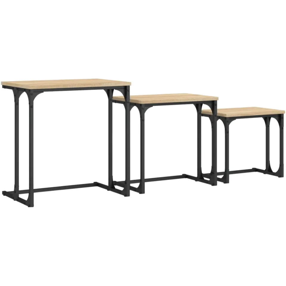 vidaXL 3-delige Tafeltjesset bewerkt hout sonoma eikenkleurig, foto 3