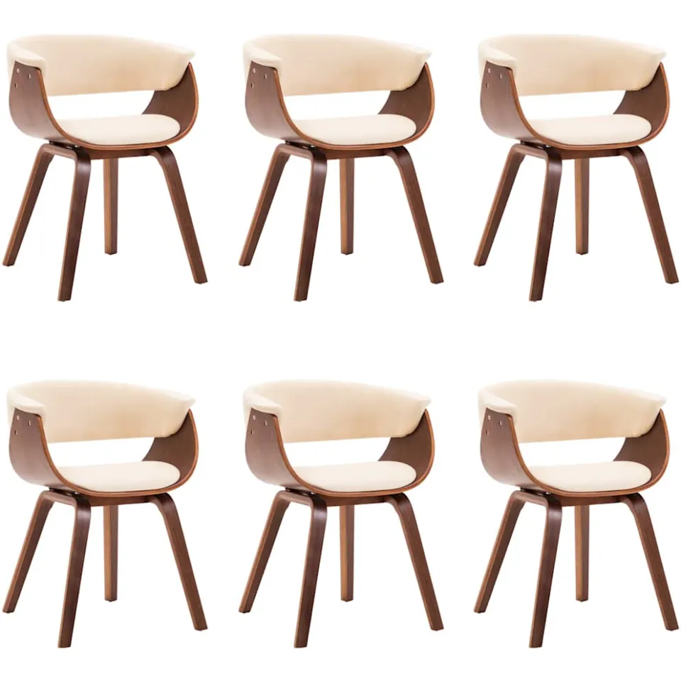 vidaXL Eetkamerstoelen 6 st gebogen hout en kunstleer crème, foto 3
