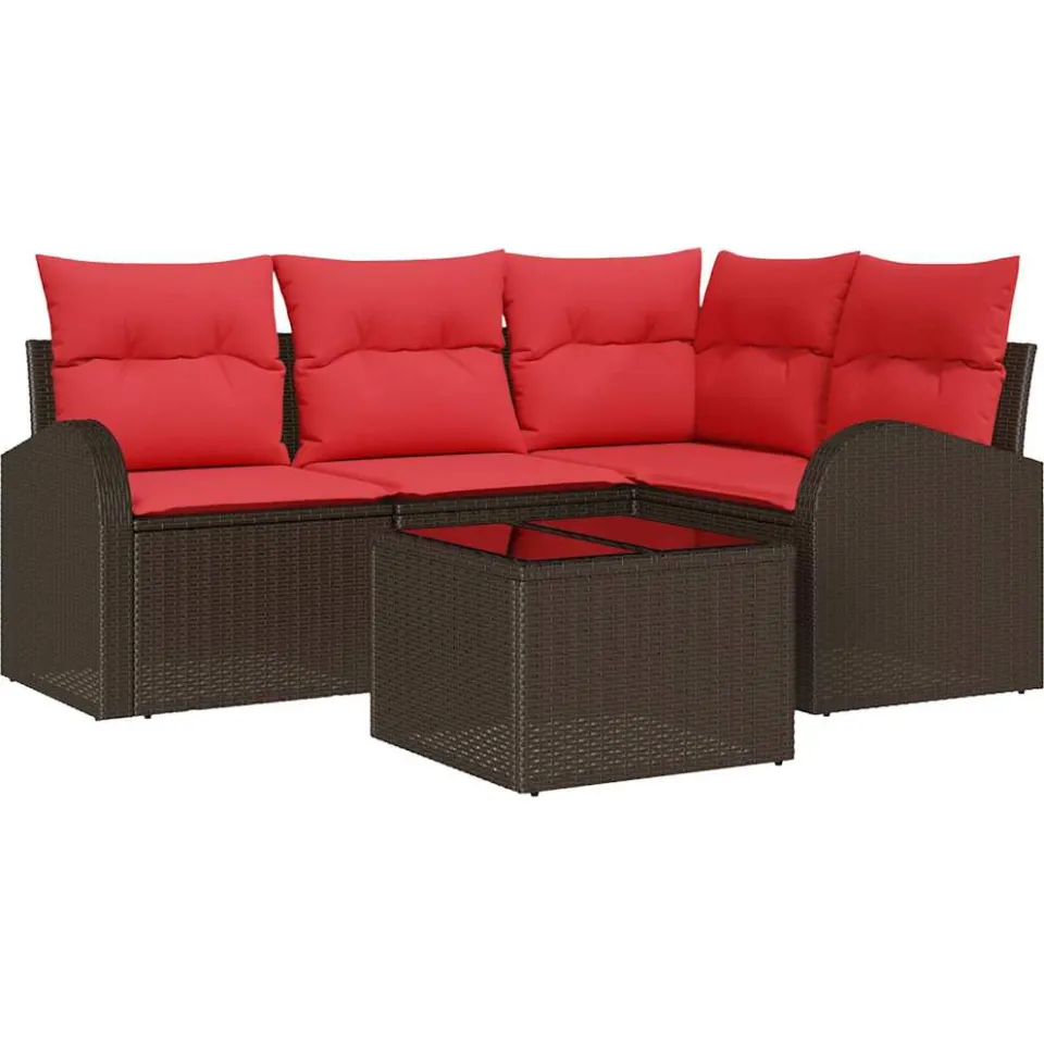vidaXL Tuin Sofa Set 5 st Bruin poly rattan