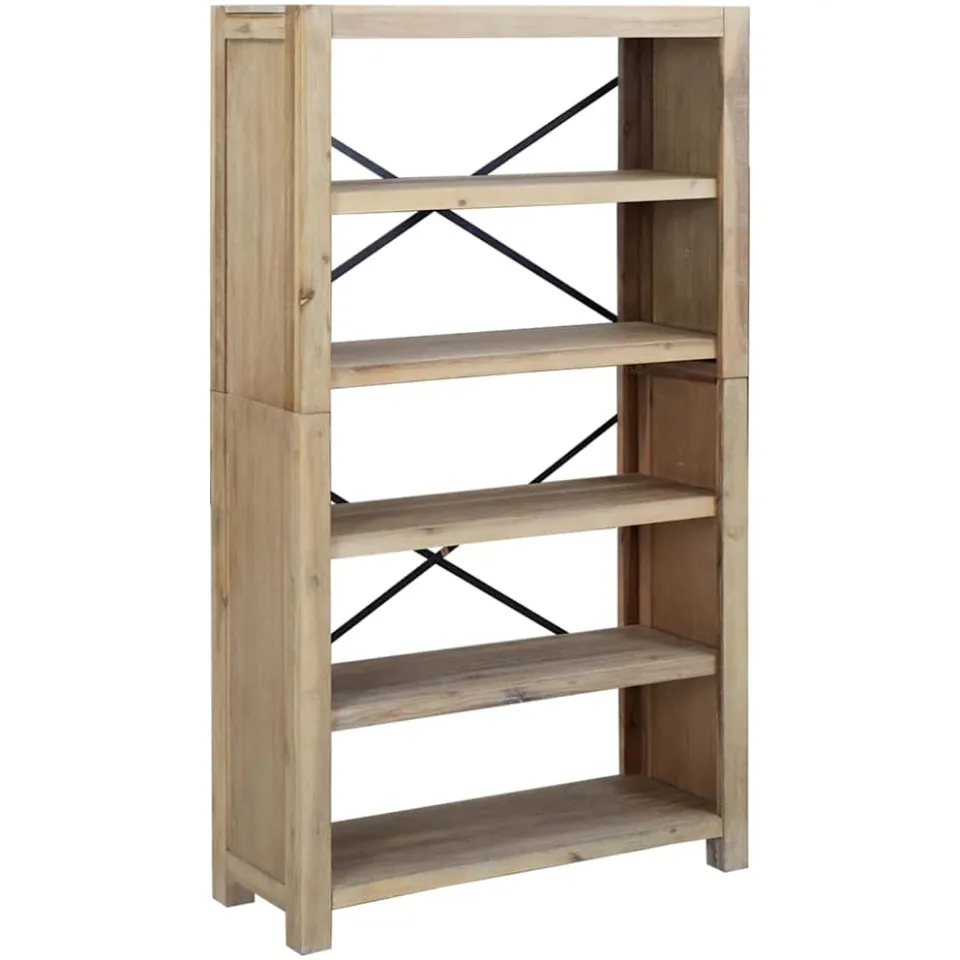 vidaXL Boekenkast met 5 schappen 80x30x140 cm massief acaciahout bruin, foto 3