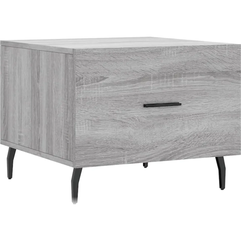 vidaXL Salontafel 50x50x40 cm bewerkt hout grijs sonoma eiken, foto 3