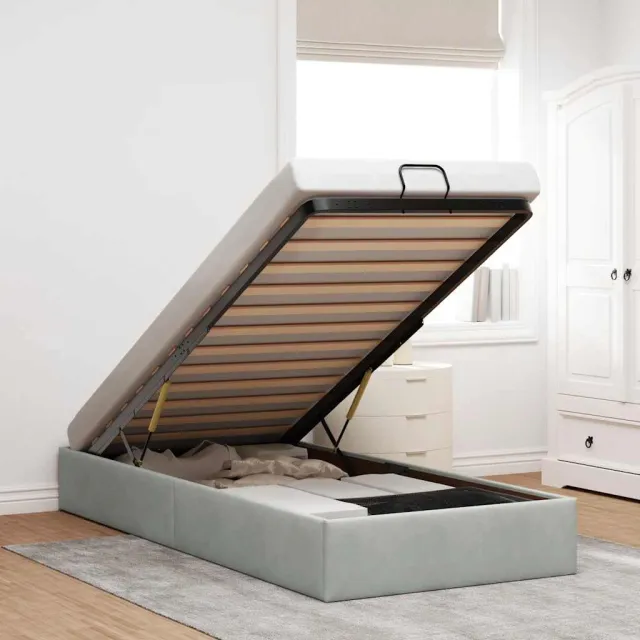 vidaXL Bedframe zonder matras 90x200 cm fluweel lichtgrijs grijs