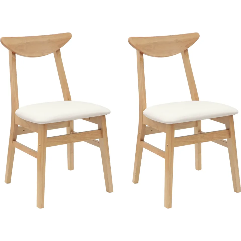 vidaXL Eettafelstoelen 2 st Massief Rubberhout Naturel Bruin