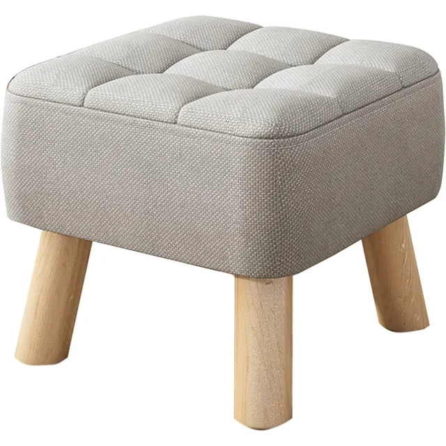 KZQ Vierkante gestoffeerde poef, stoffen kruk voor thuisgebruik, eenvoudige bankpoef, draagbare verdikte poef, geschikt voor woonkamer, slaapkamer en balkon. Grijs, stijl A - 30 * 30 * 25 cm.