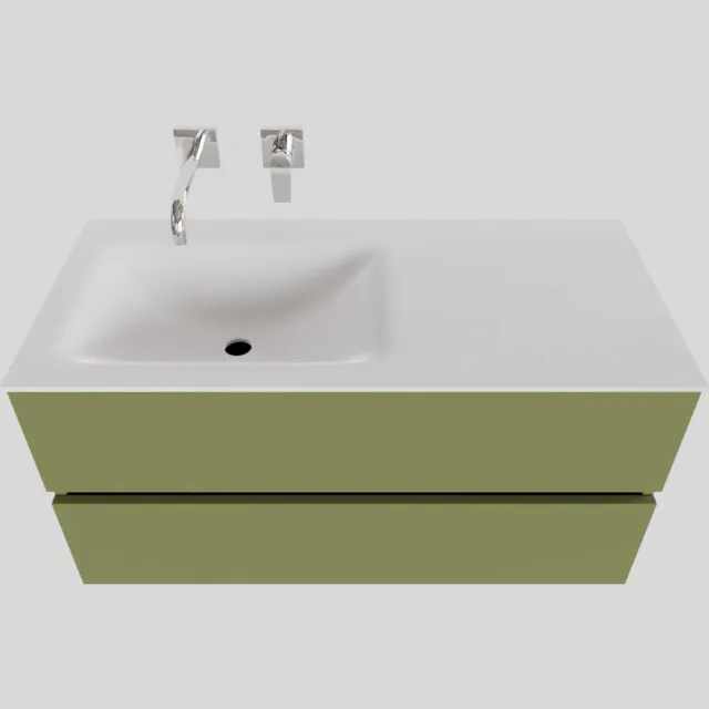 Boss & Wessing Badkamermeubel Solid Surface BWS Oslo 100x46 cm Links Mat Groen (zonder kraangaten)