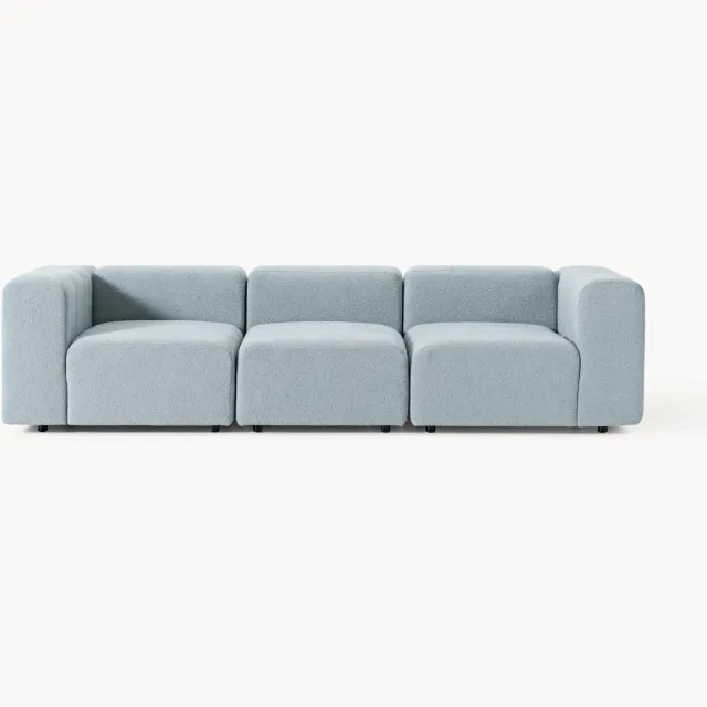 Westwing Collection Modulaire bouclé bank Lena (4-zits) Lichtblauw