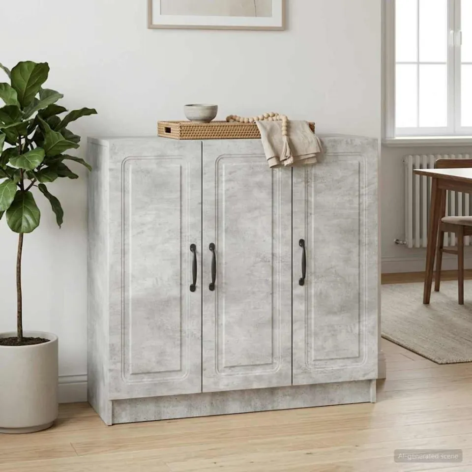 vidaXL Dressoir Betongrijs 89 x 34,5 x 77 cm Bewerkt hout grijs, foto 3