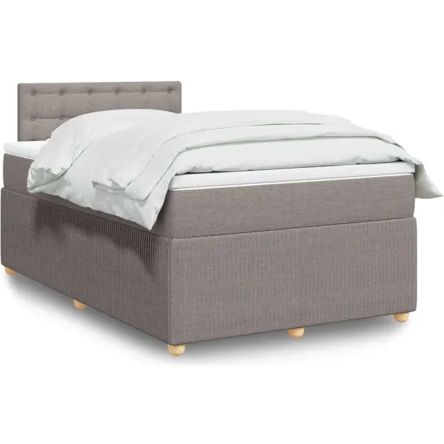 vidaXL Boxspring met matras stof taupe 120x200 cm