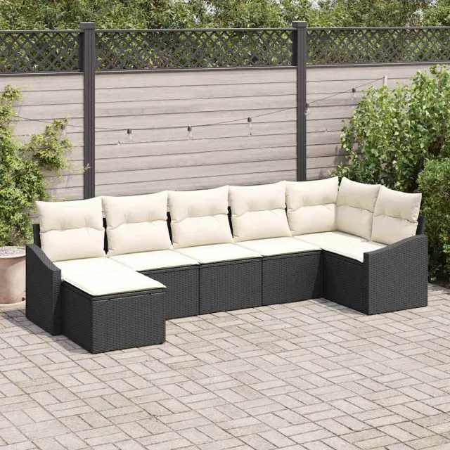 vidaXL Bankstel 7 st Zwart poly rattan, foto 2