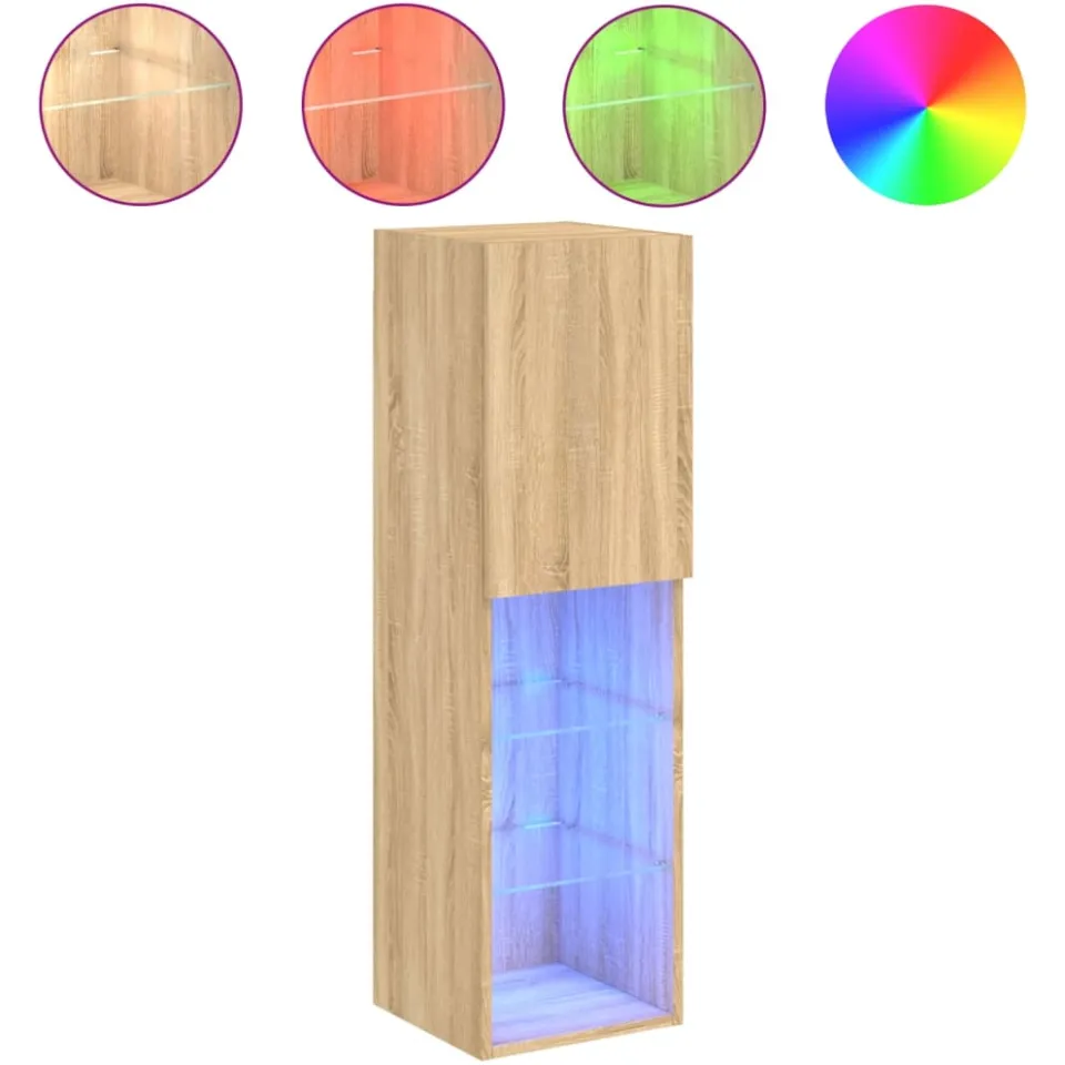 vidaXL Tv-meubel met LED-verlichting 30,5x30x102 cm sonoma eikenkleur Bruin