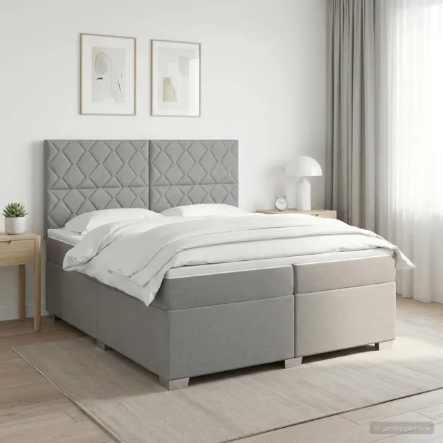 vidaXL Boxspringbed met matras Lichtgrijs 200 x 200 cm Stof