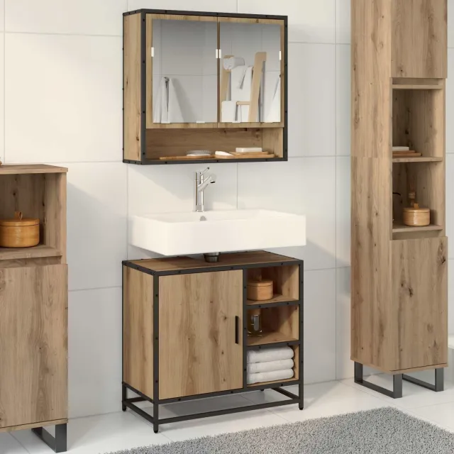 vidaXL Badkamermeubelset 2 st Artisan Eiken Bewerkt hout Bruin