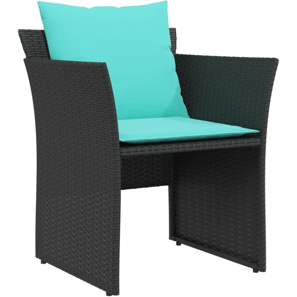 vidaXL Tuinstoel met voetenbank poly rattan zwart, foto 4